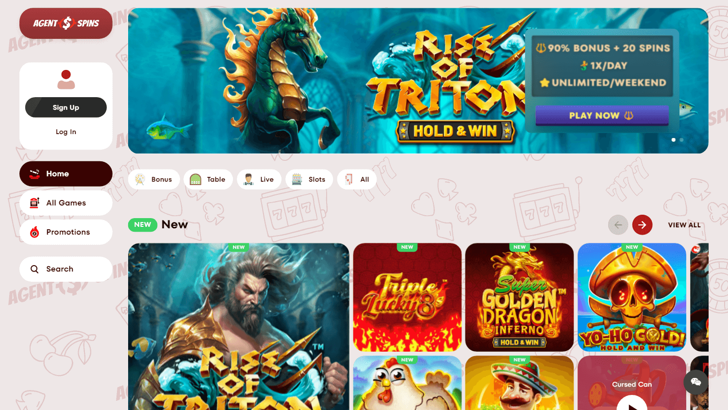 Agent Spins Casino Desktop screenshot